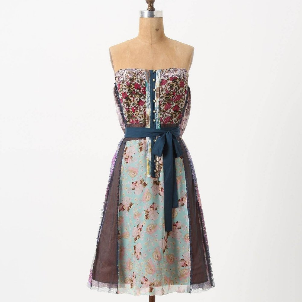 Byron Lars Wilderflora Patchwork Midi Dress